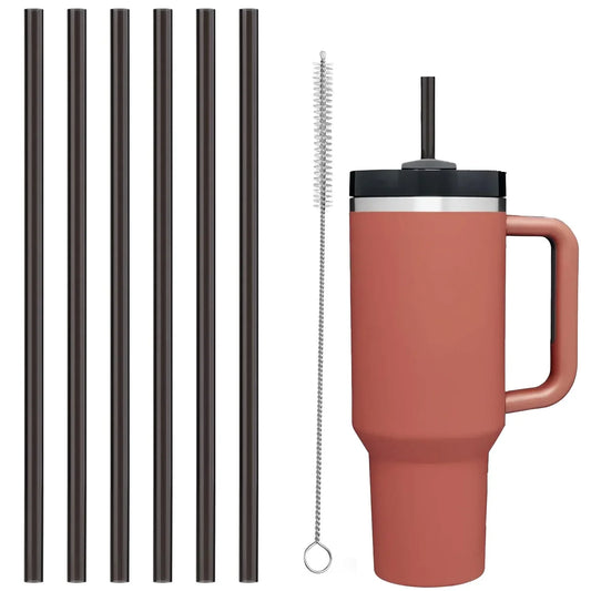 10PCS Reusable Black Straws For Stanley 40/30 oz Tumbler, Eco-friendly 12in Replacement PP Drinking straw Stanley accessories