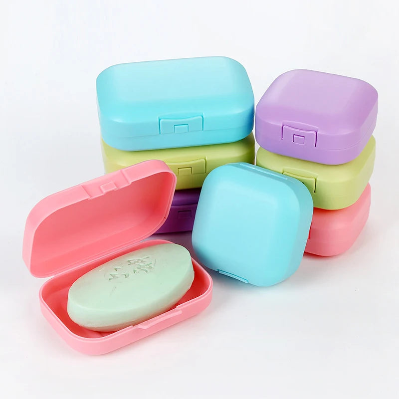 Portable Travel Soap Box Drain Box Waterproof Soap Case Sealed Soap Box Candy Color Soap Organizer for Bathroom Home Hotel