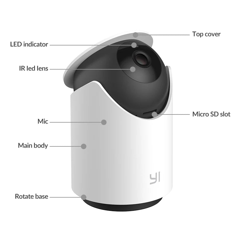 YI 1296P 3MP Dome U Surveillance Indoor Cam Pan&Tilt IP CCTV Wifi Smart Home Pet Camera Security Protection with Auto Tracking