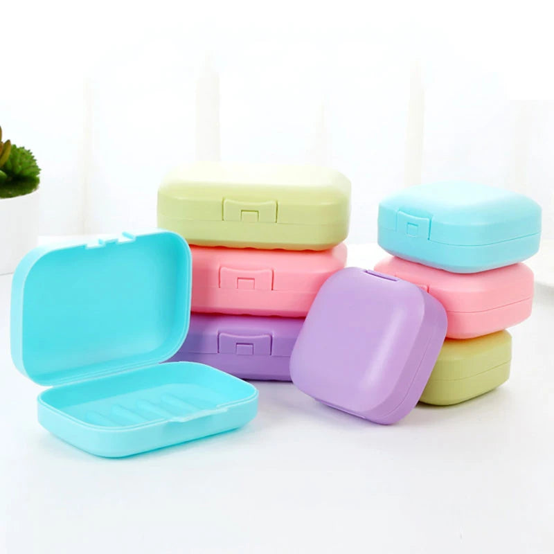 Portable Travel Soap Box Drain Box Waterproof Soap Case Sealed Soap Box Candy Color Soap Organizer for Bathroom Home Hotel