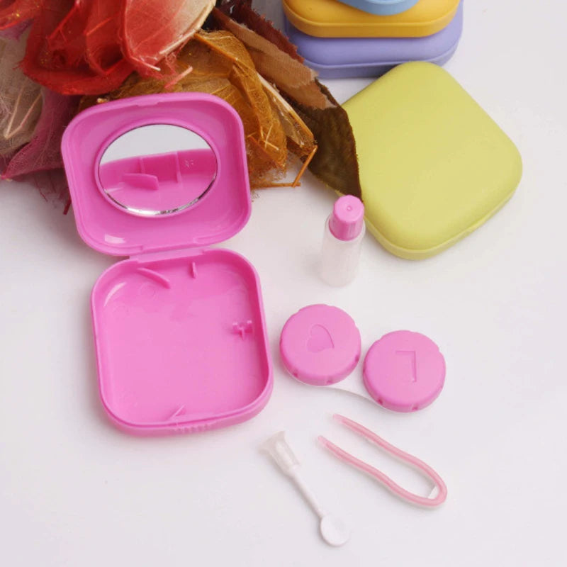 Lymouko Lovely Pocket Mini Contact Lens Case Travel Kit Easy Carry Mirror Lenses Box Container