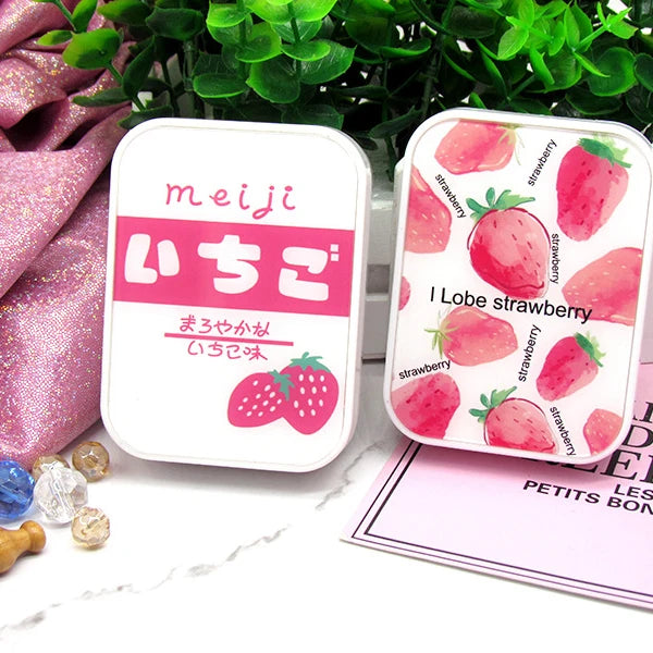 Strawberry Contact Lens Case with Stick Mirror Set Contact Lens Partner Container Storage Holder Random color