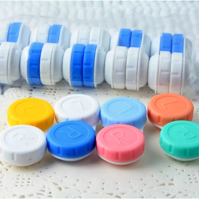 10 pcs lot Colored Contact Lenses Case L+R Contact Lens Case For Eyes Contacts Travel Kit Holder Lens Container