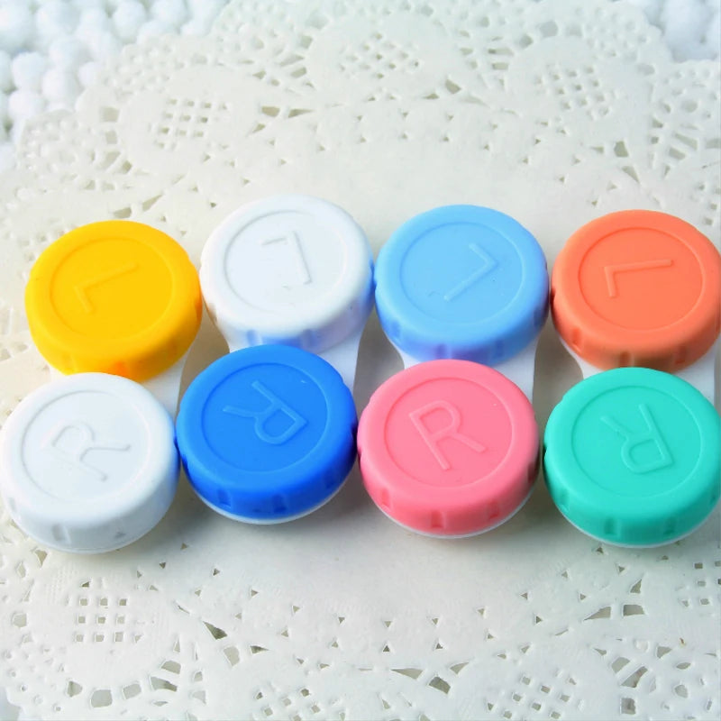 10 pcs lot Colored Contact Lenses Case L+R Contact Lens Case For Eyes Contacts Travel Kit Holder Lens Container