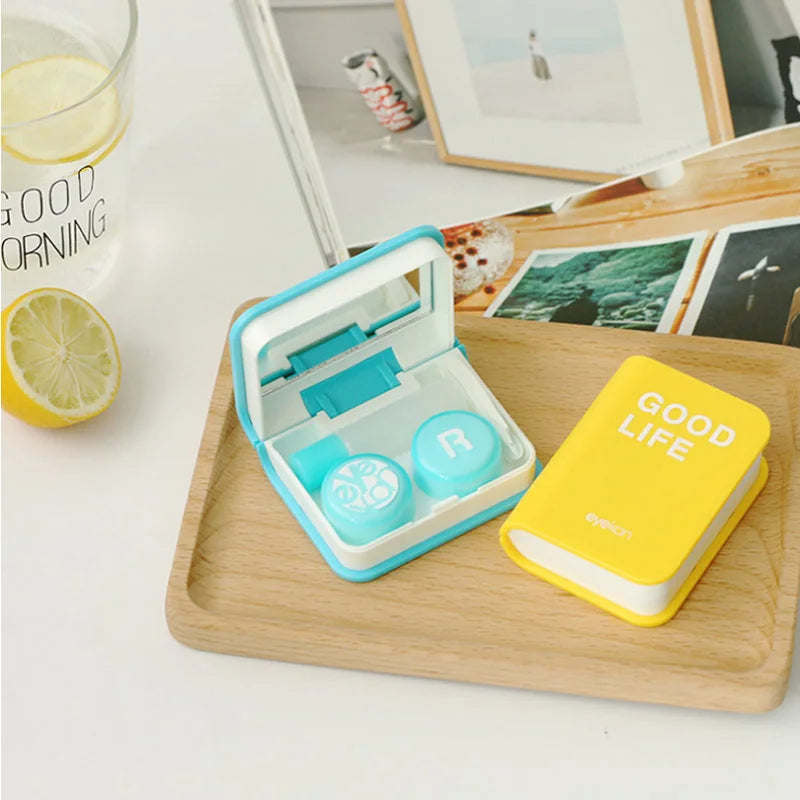 Book shape contact lens case with mirror color contact lens case eye contact lens case travel kit box 10% off the second item