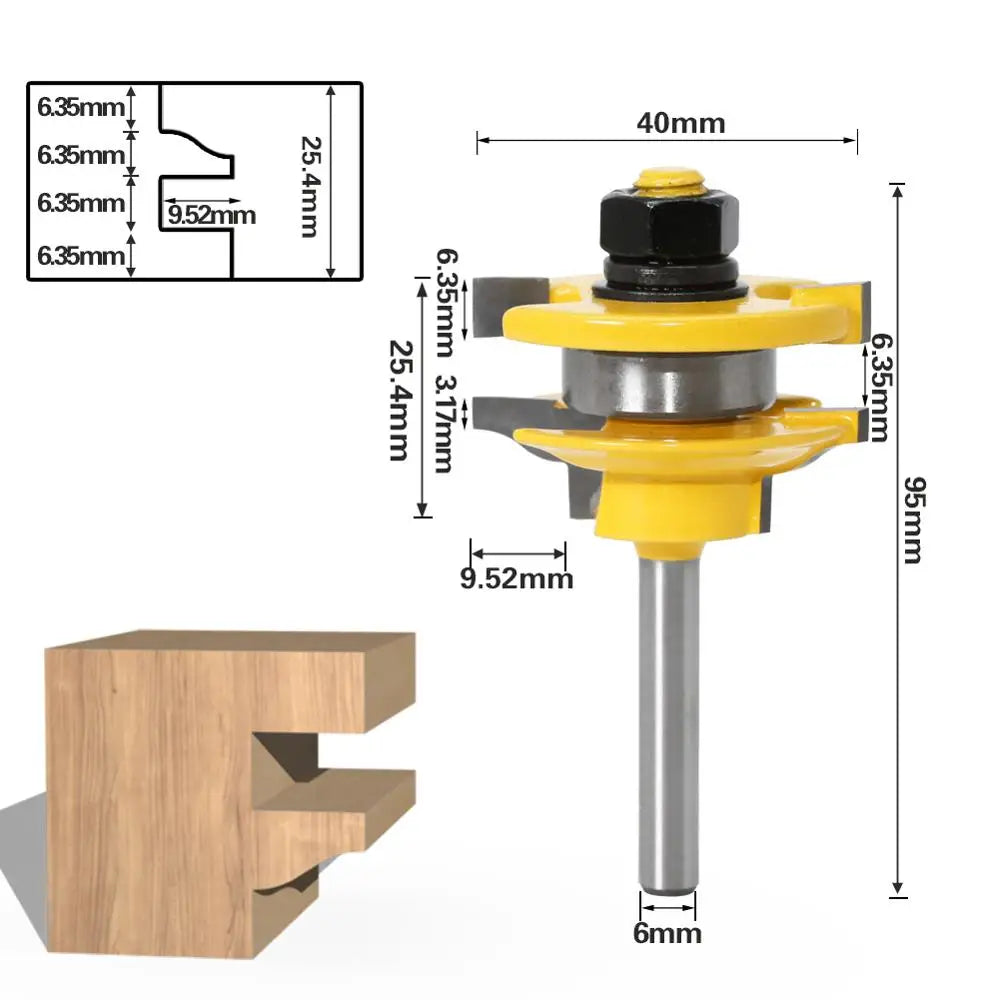 1-3PCS 6mm Shank Rail & Stile Router Bits-Matched Standard Ogee door knife Woodworking cutter Tenon Cutter for Woodworking Tools