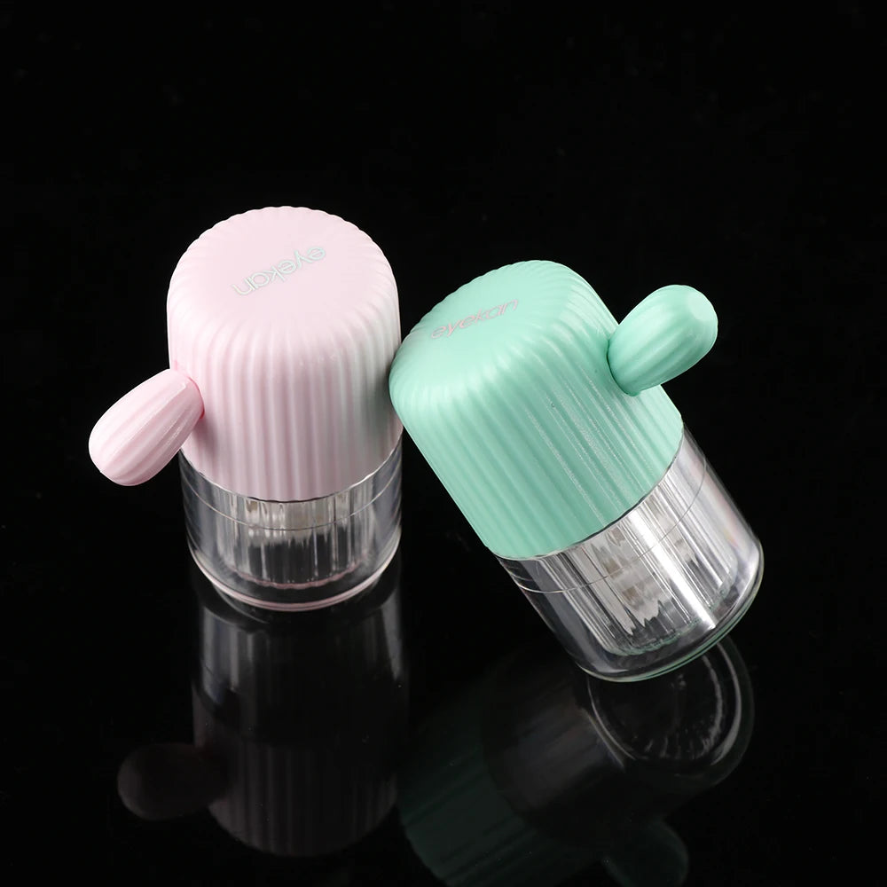 1PC Fashion Candy Color Contact Lens Washer Cartoon Cactus Soaking Box Stretch Manual Glasses Clean Tools Travel Accessories