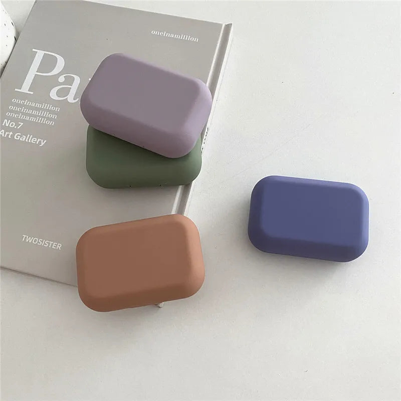 Mini Texture Matte Solid Color Contact Lens Case Women Ins Color Container Portable Travel Set Eye Lenses Storage Box