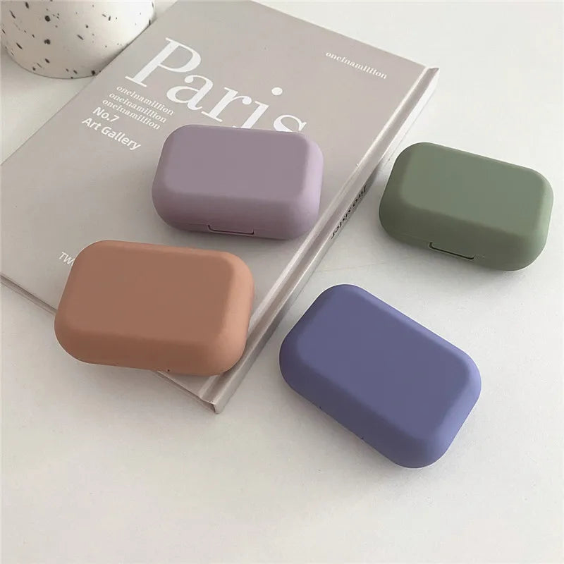 Mini Texture Matte Solid Color Contact Lens Case Women Ins Color Container Portable Travel Set Eye Lenses Storage Box