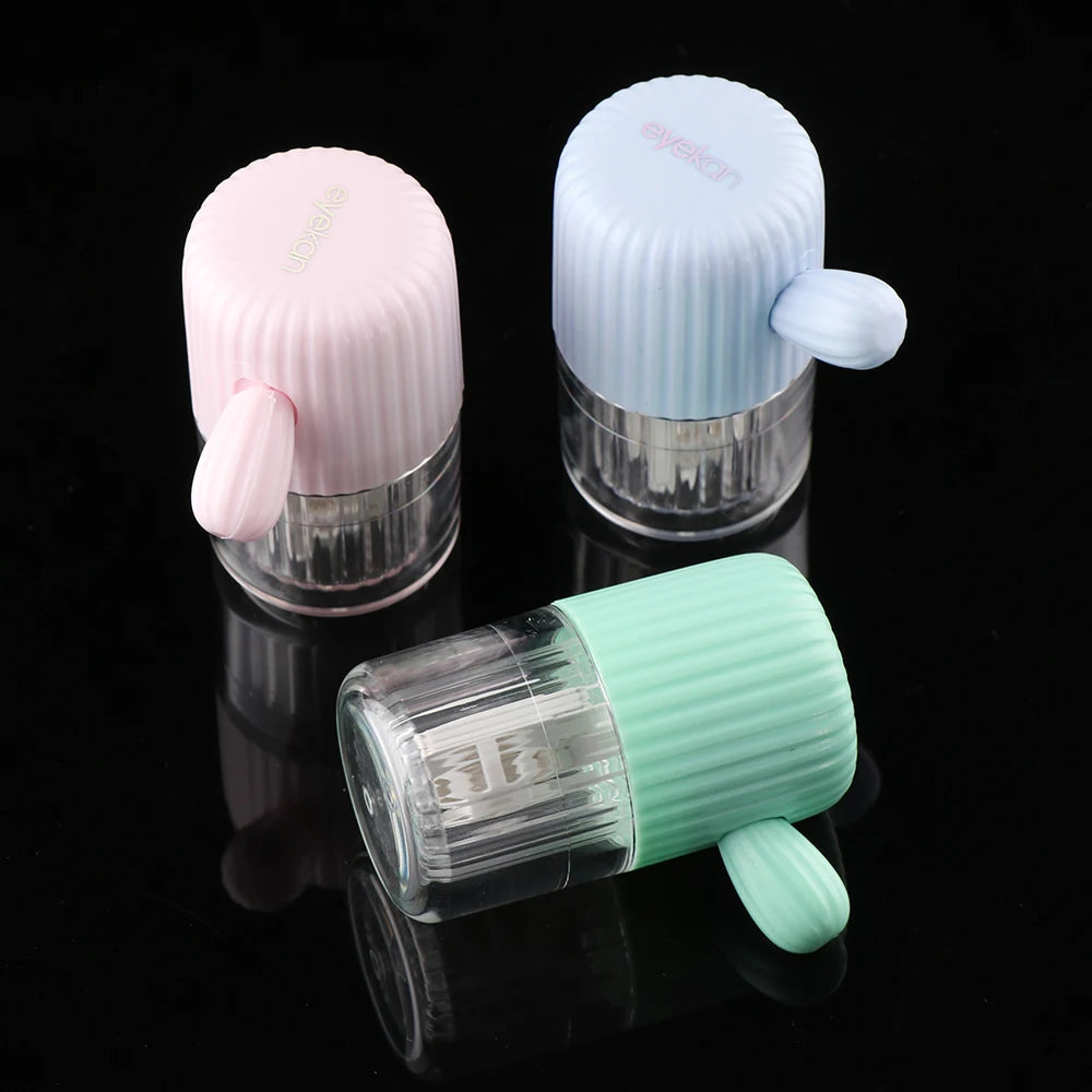 1PC Fashion Candy Color Contact Lens Washer Cartoon Cactus Soaking Box Stretch Manual Glasses Clean Tools Travel Accessories