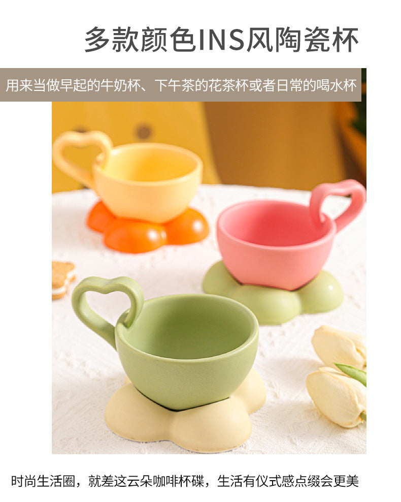 Ceramic Cloud Mug - Cute Coffee Cup Set with Detachable Coaster - Personalized for Hot & Cold Drinks, Water or Milk | 160 ml