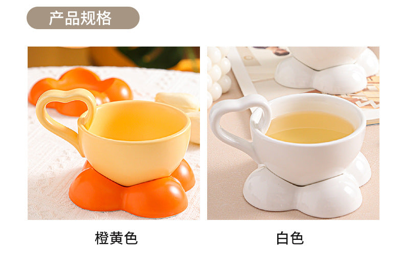 Ceramic Cloud Mug - Cute Coffee Cup Set with Detachable Coaster - Personalized for Hot & Cold Drinks, Water or Milk | 160 ml