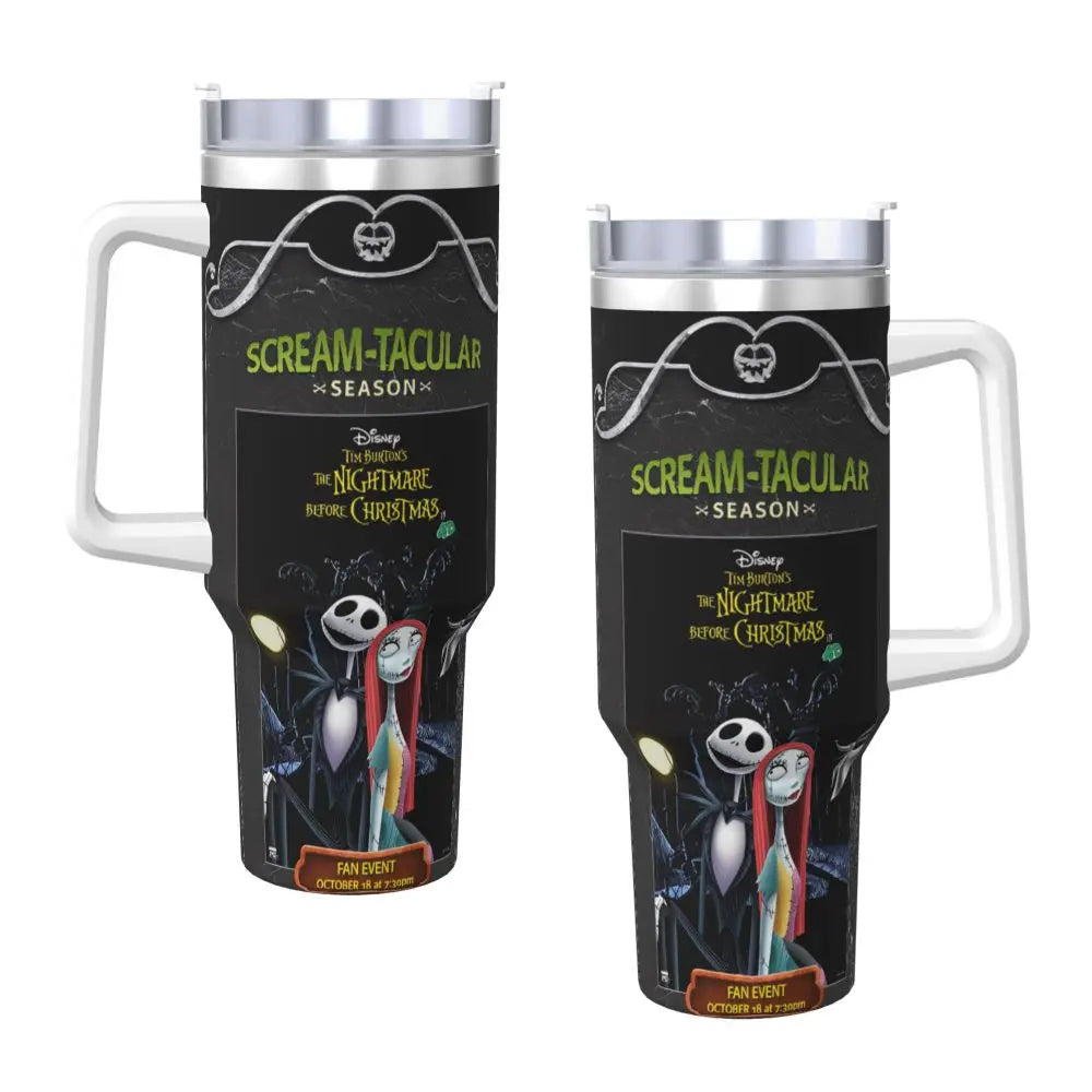 Nightmare Before Christmas 2025 Stainless Steel Tumbler Beach Mugs Cup 40oz Thermal Mug Portable Cold and Hot Milk Water Bottle