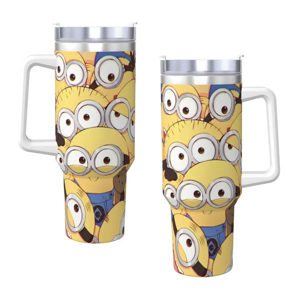 Minions Stainless Steel Tumbler Mugs Cup With Straws Travelist Cold and Hot Water Bottle Portable Large Capacity Coffee Mug