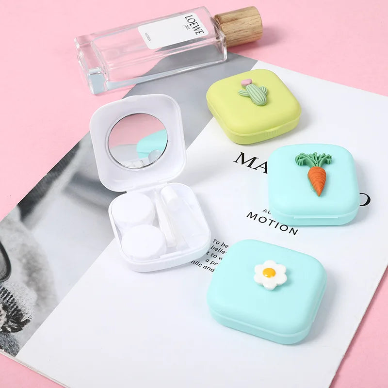 Women Cute Contact Lens Cases Fruit Cute Girl Color Contact Lenses Box for  Eyes Care Kit  Travel Contact Lens Container Gift