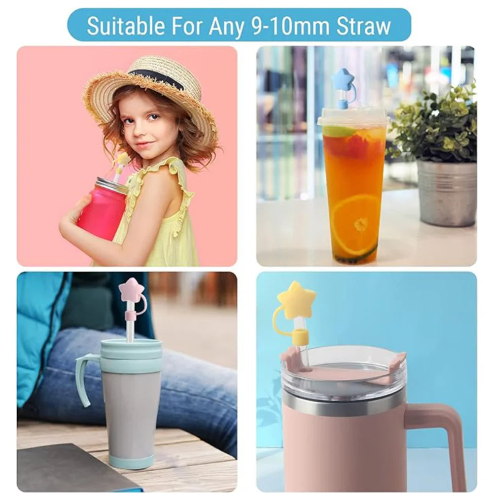 10mm Star Shape Straw Cover Compatible For Stanley 30&40 Oz Tumbler Silicone Dust Straw Cover Straw Lid Kitchen Accessories