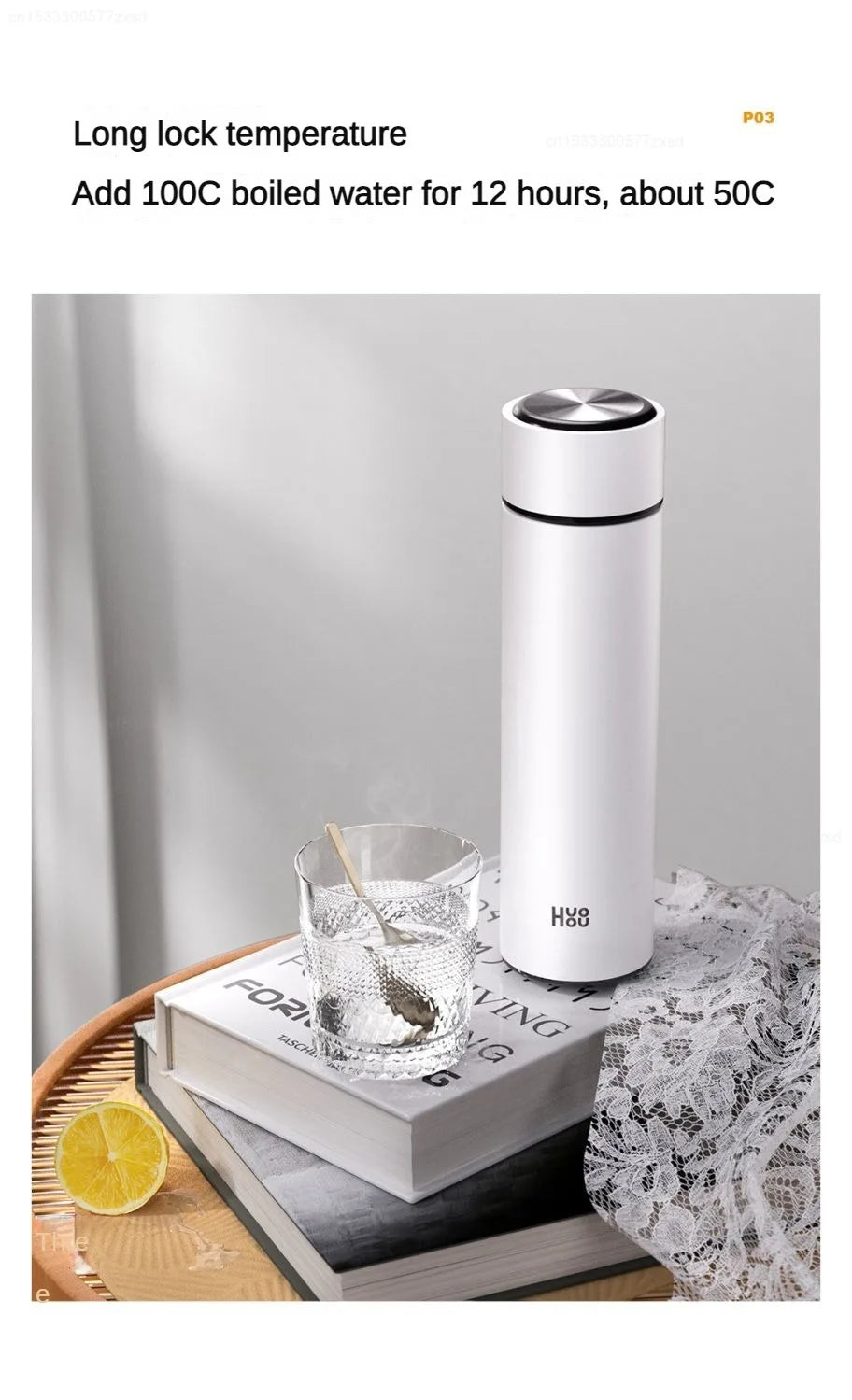 Youpin Huohou Stainless Steel Smart Water Bottle Leak Proof Double Walled Keep Drink Hot & Cold Male Female Student Water Cups