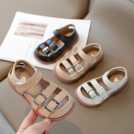 Girls' Leather Shoes 2024 Korean Spring and Autumn New Children's Minimalist Leather Shoes Retro Soft Sole Princess Shoes 8598