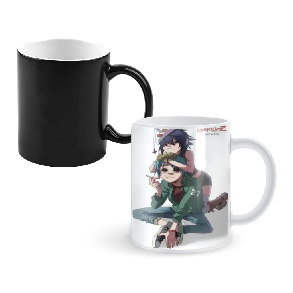 Retro Music Gorillaz Magic Hot Cold Heat Temperature Sensitive Color-Changing Coffee Tea Milk Mug Cup