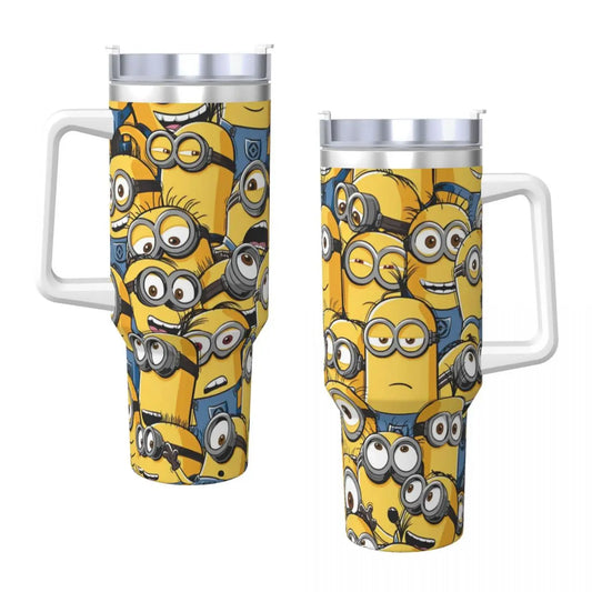 Minions Stainless Steel Tumbler Mugs Cup With Straws Travelist Cold and Hot Water Bottle Portable Large Capacity Coffee Mug