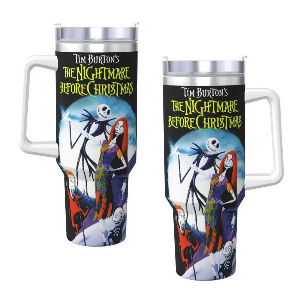 Nightmare Before Christmas 2025 Stainless Steel Tumbler Beach Mugs Cup 40oz Thermal Mug Portable Cold and Hot Milk Water Bottle