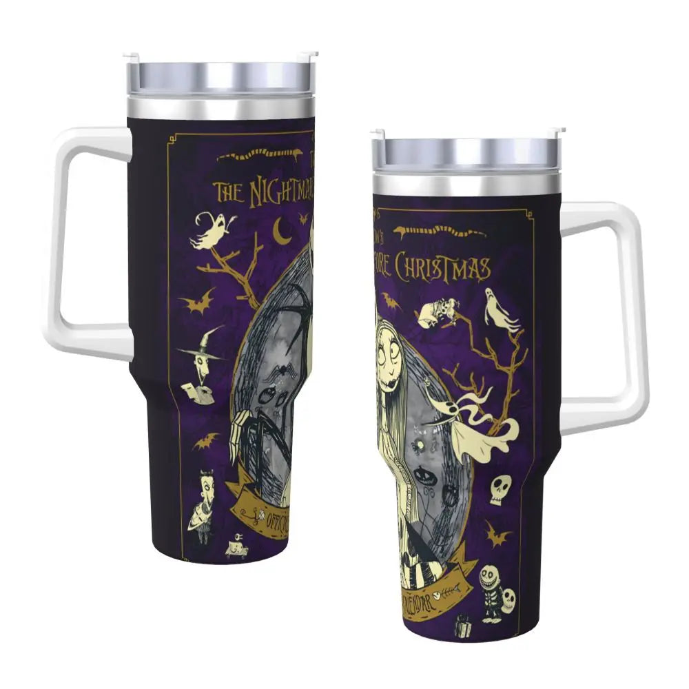 Nightmare Before Christmas 2025 Stainless Steel Tumbler Beach Mugs Cup 40oz Thermal Mug Portable Cold and Hot Milk Water Bottle