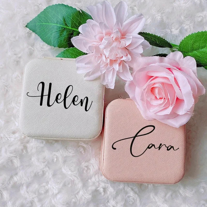 Personalised Jewellery Box Girls Travel Jewelry Case with Name Custom Gift for Birthdays Bridesmaids Valentine Wedding Gifts