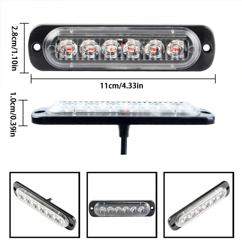 4pcs 6LED 12V Wired/wireless remote control Recovery Strobe Marker Light Flashing Light Bar Beacon Car Truck Warning Flashing