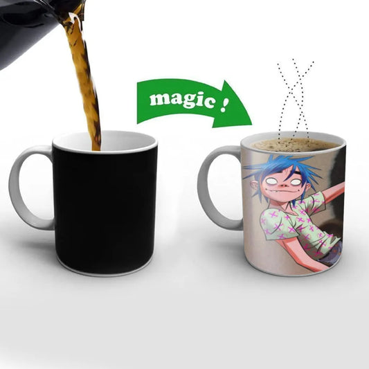 Retro Music Gorillaz Magic Hot Cold Heat Temperature Sensitive Color-Changing Coffee Tea Milk Mug Cup