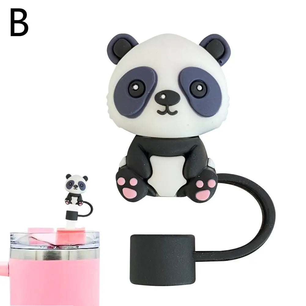 3D DIY straw dust cap 10mm Silicone Straw Covers Cap For Stanley 30&40 Oz Tumbler Reusable Cute Animal Straw Toppers I5M7