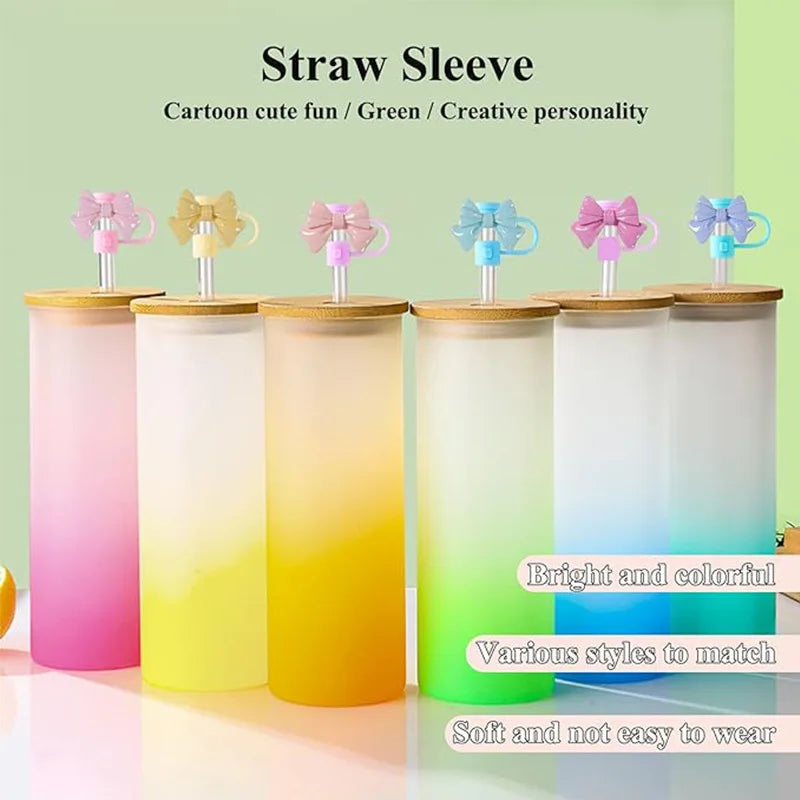 10mm Silicone Straw Covers Cap Reusable Bow Straw Cover Dust Proof Plugs Protector for Stanley Cup 30&40 Oz Tumblers Accessories