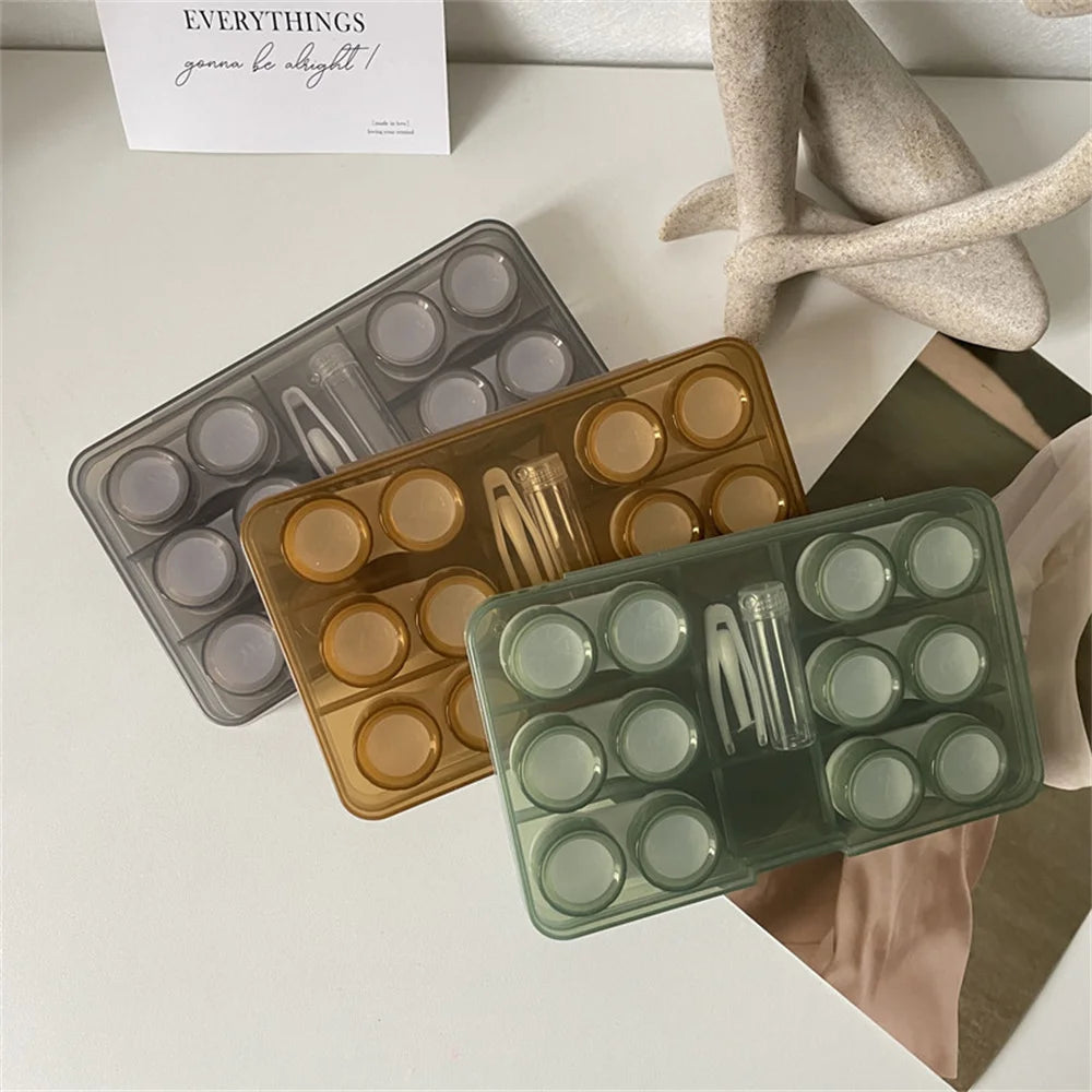 6 Pair Contact Lens Case Contact Lens Storage Box Portable Travel Contact Lenses Case Soak Container Lenses Box for Beauty Pupil