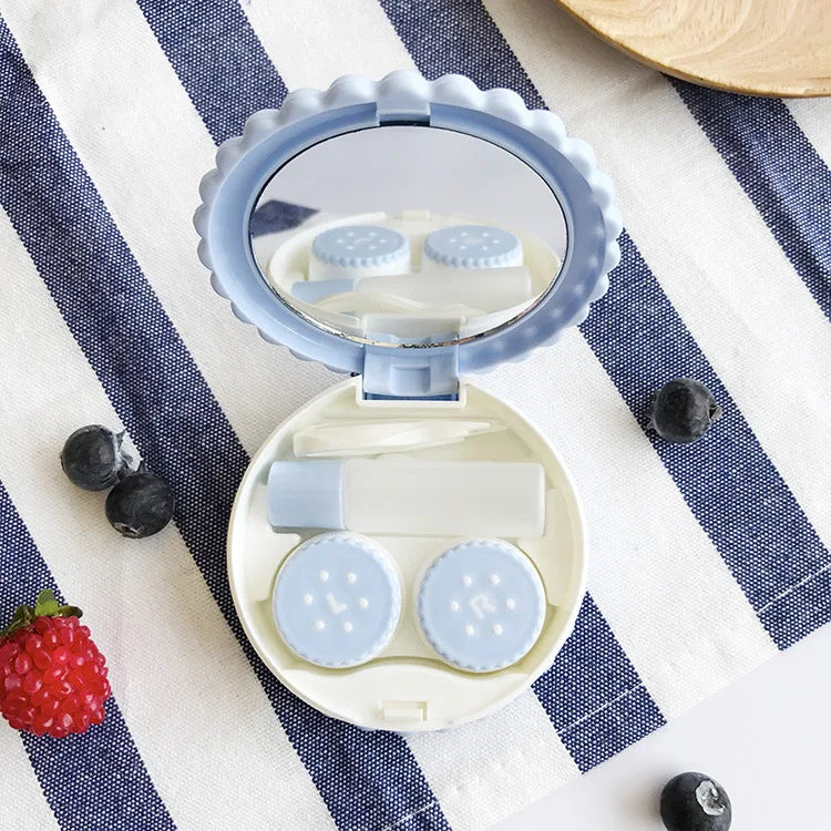 Cartoon Cute Cookie Glasses Double Contact Lenses Box Contact Lens Case for Eyes Care Kit Holder Container Gift 4 Colors