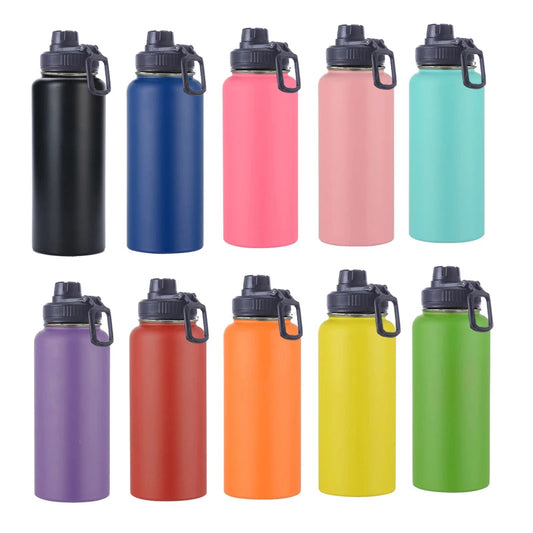 Hydroes Stainless Steel Water Bottle with Straw Lid - 18oz, 32oz, 40oz, Vacuum Insulated Flask for Sports & Outdoors | 2L Capacity