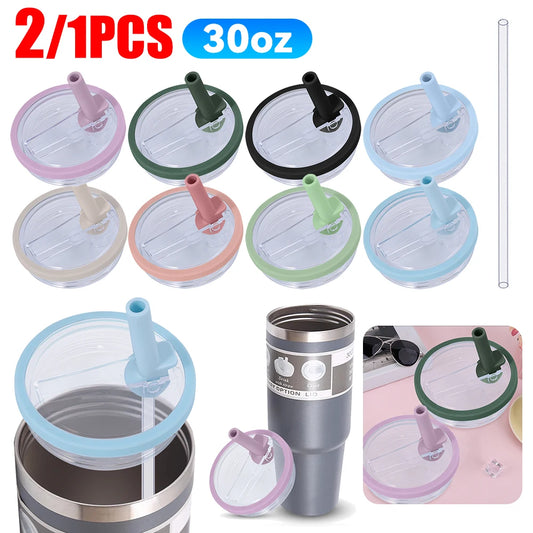 2pcs For Stanley 30oz Water Bottle Straw Cover Cap Spill Proof Coffee Cups Flip Tumbler Lid Thermal Mug Drinkware Straw Lid