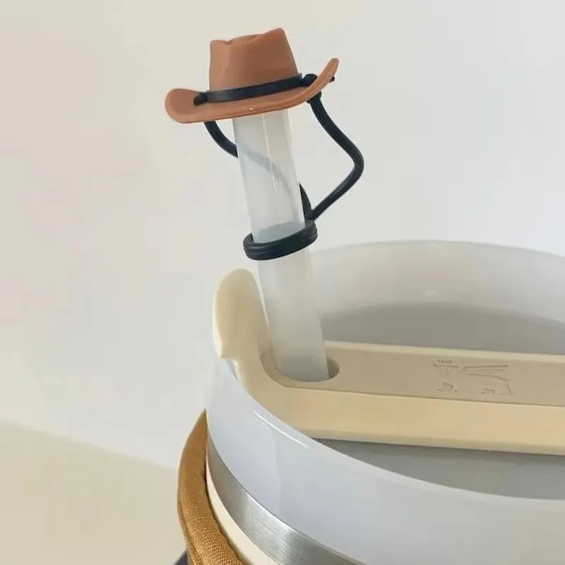 Silicone Cowboy Hat Straw Covers Caps Compatible With Stanleys Cup 30 40 Oz Tumbler Cute Funny Drinking Straw Tip Decoration