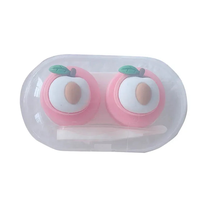 Women Color Contact Lenses Case Cute Strawberry Carrot Watermelon Peach Cactus Pineapple Fruit Style Contact Lens Box Container