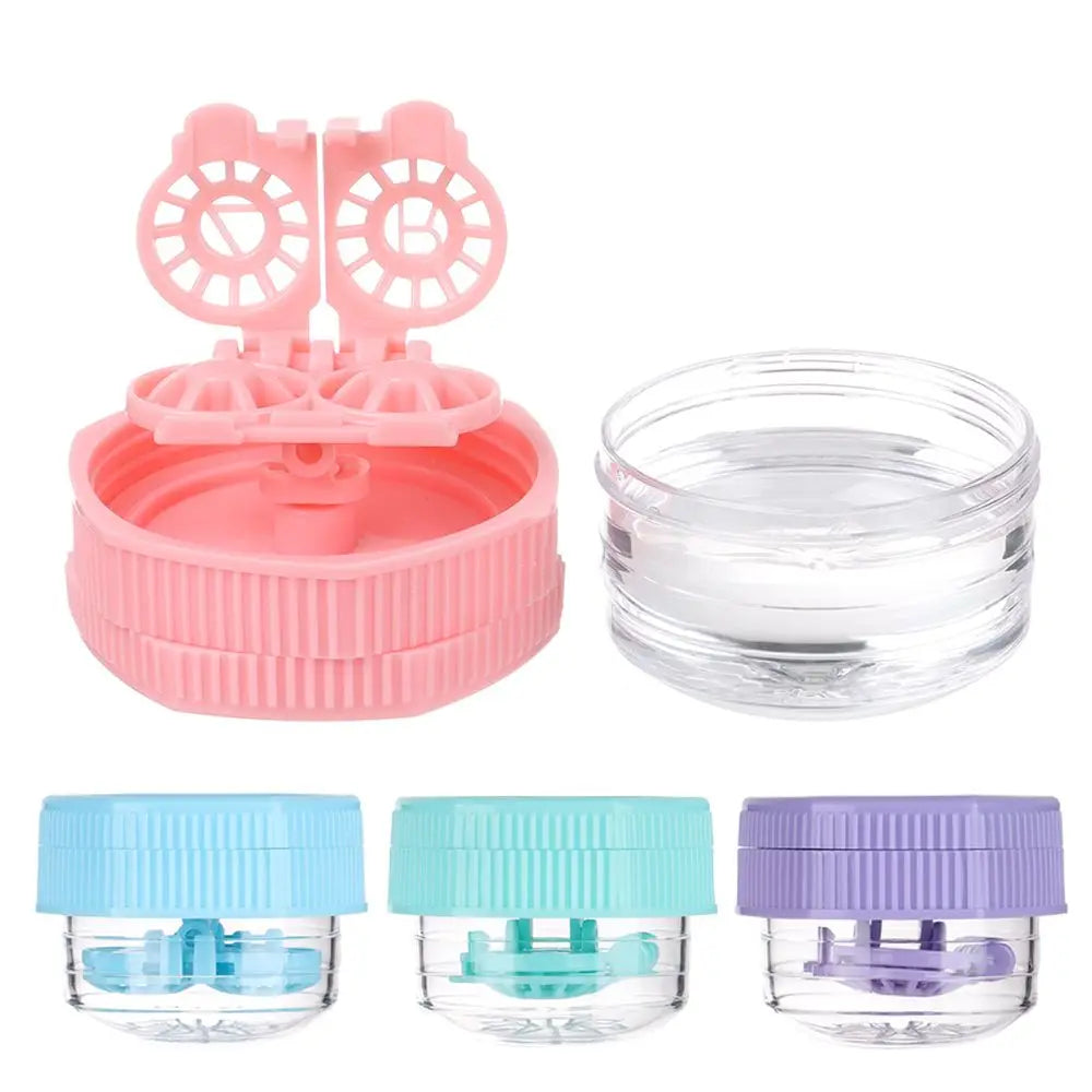 1PC Contact Lens Cleaner Case Portable Manually Rotatable Contact Lens Case Plastic Container Storage Holder Eyewear Accessories