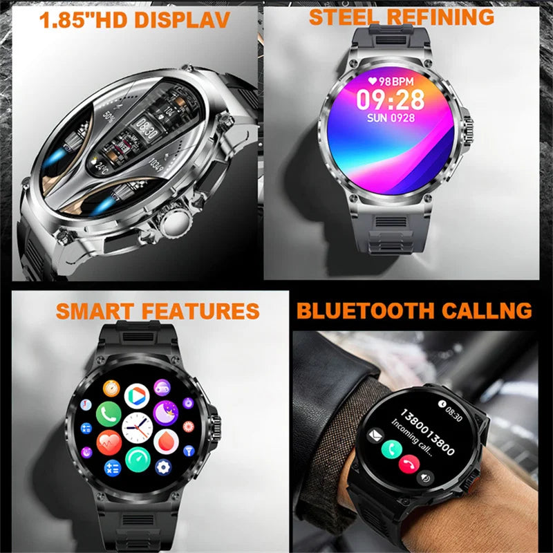 New 1.85-inch ultra HD smartwatch, GPS track, HD Bluetooth call; 710 mah large battery 400+ dial, suitable for Huawei Xiaomi