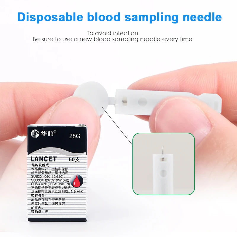 100Pcs Sterile Lancets Kit for 28g Pen Glucose Meter Disposable Needles Measuring Blood Sugar Level Medical Diabetes Accessories