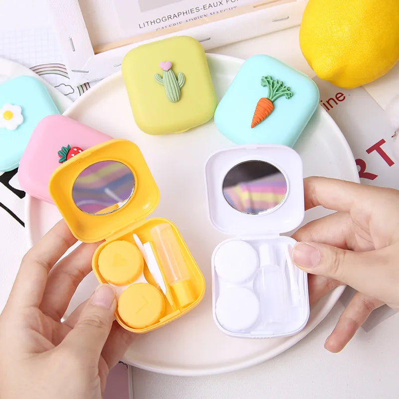 Women Cute Contact Lens Cases Fruit Cute Girl Color Contact Lenses Box for  Eyes Care Kit  Travel Contact Lens Container Gift