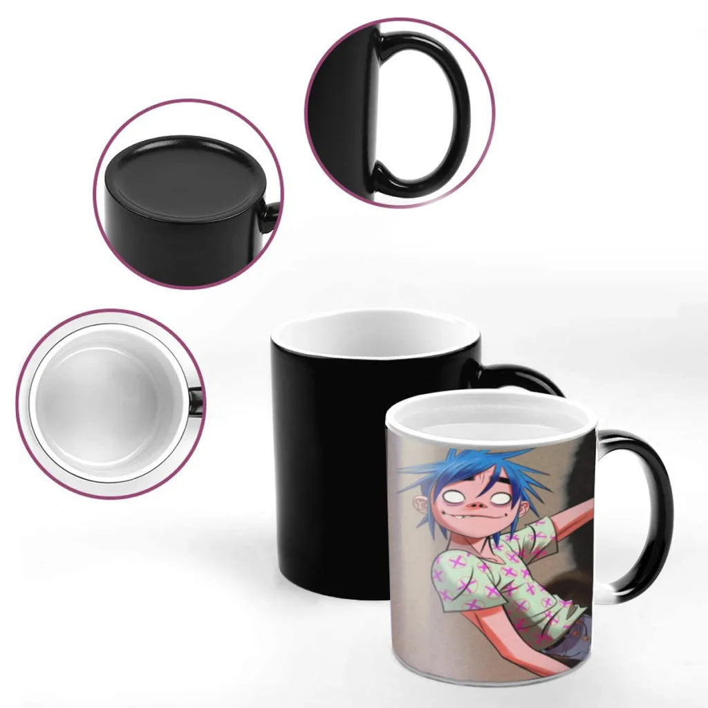 Retro Music Gorillaz Magic Hot Cold Heat Temperature Sensitive Color-Changing Coffee Tea Milk Mug Cup