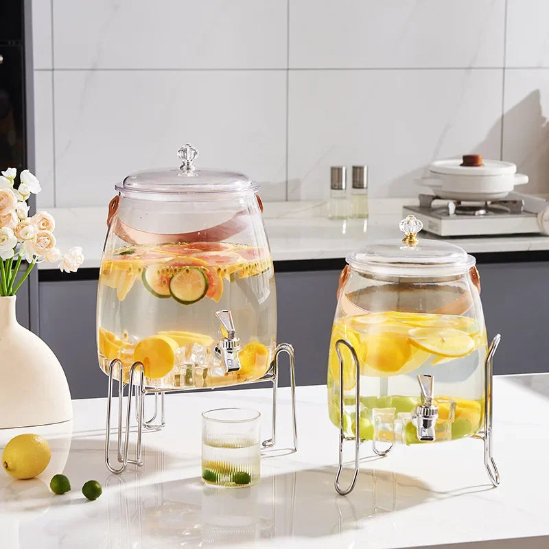 Juice Cup Cold Beverage Dispenser Jug - Transparent Kettle for Water, Lemonade, Iced Tea - Refrigerator Water Container