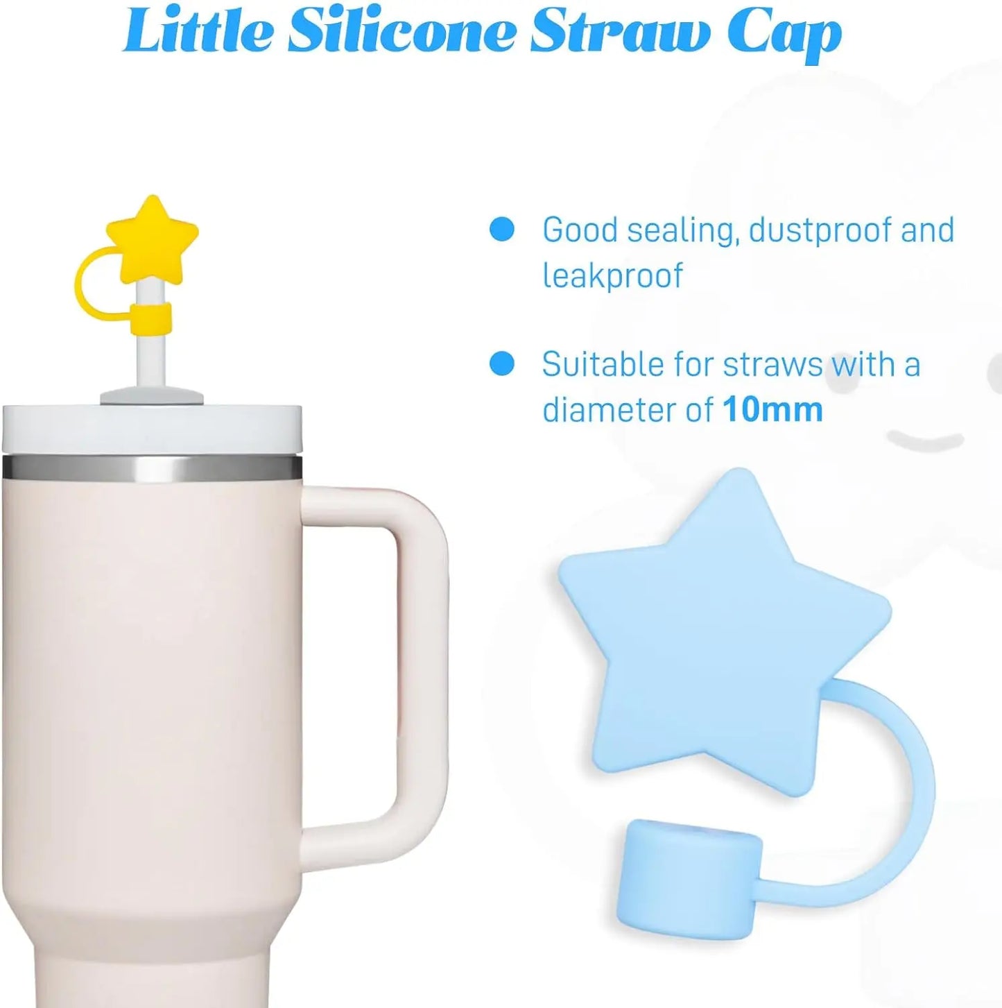 10mm Star Shape Straw Cover Compatible For Stanley 30&40 Oz Tumbler Silicone Dust Straw Cover Straw Lid Kitchen Accessories