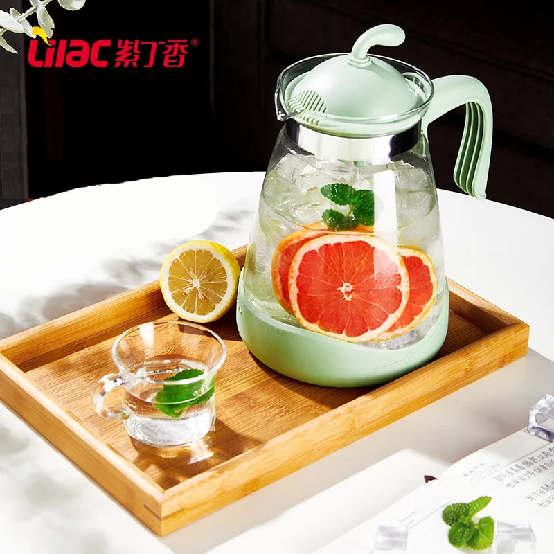 Lilac 20-2400ml Home And Kitchen Transparent Glass Water Jug Portable Coffee Pot With Handle Cold Water Kettle  Teaware