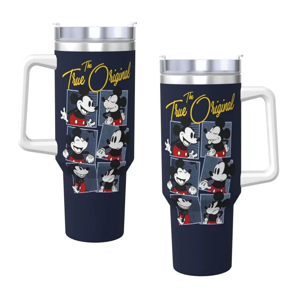 Mickey Mouse Stainless Steel Tumbler Beach Mugs Cup Large Capacity Thermal Cups Leakproof Cold and Hot Milk Tea Water Bottle