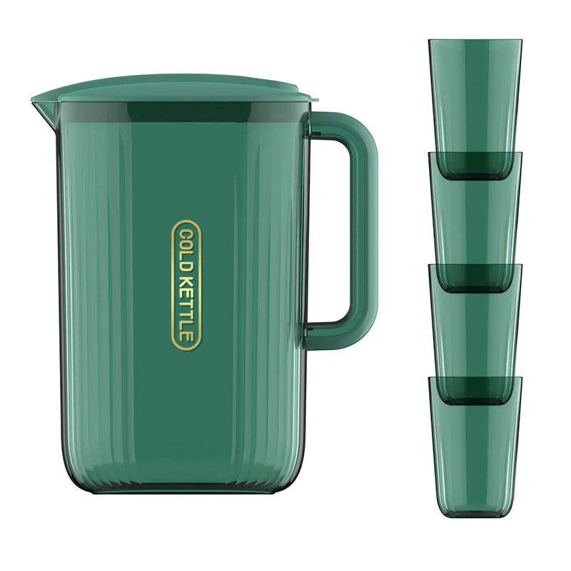 2 Liter Cold Kettle with 4 Cups Plastic Household Drinking Water Bottle with Handle Lemonade Pitcher Containers Beverage Jug