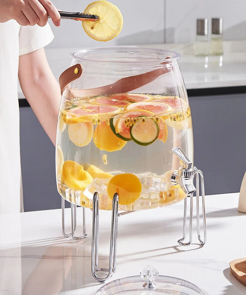 Juice Cup Cold Beverage Dispenser Jug - Transparent Kettle for Water, Lemonade, Iced Tea - Refrigerator Water Container