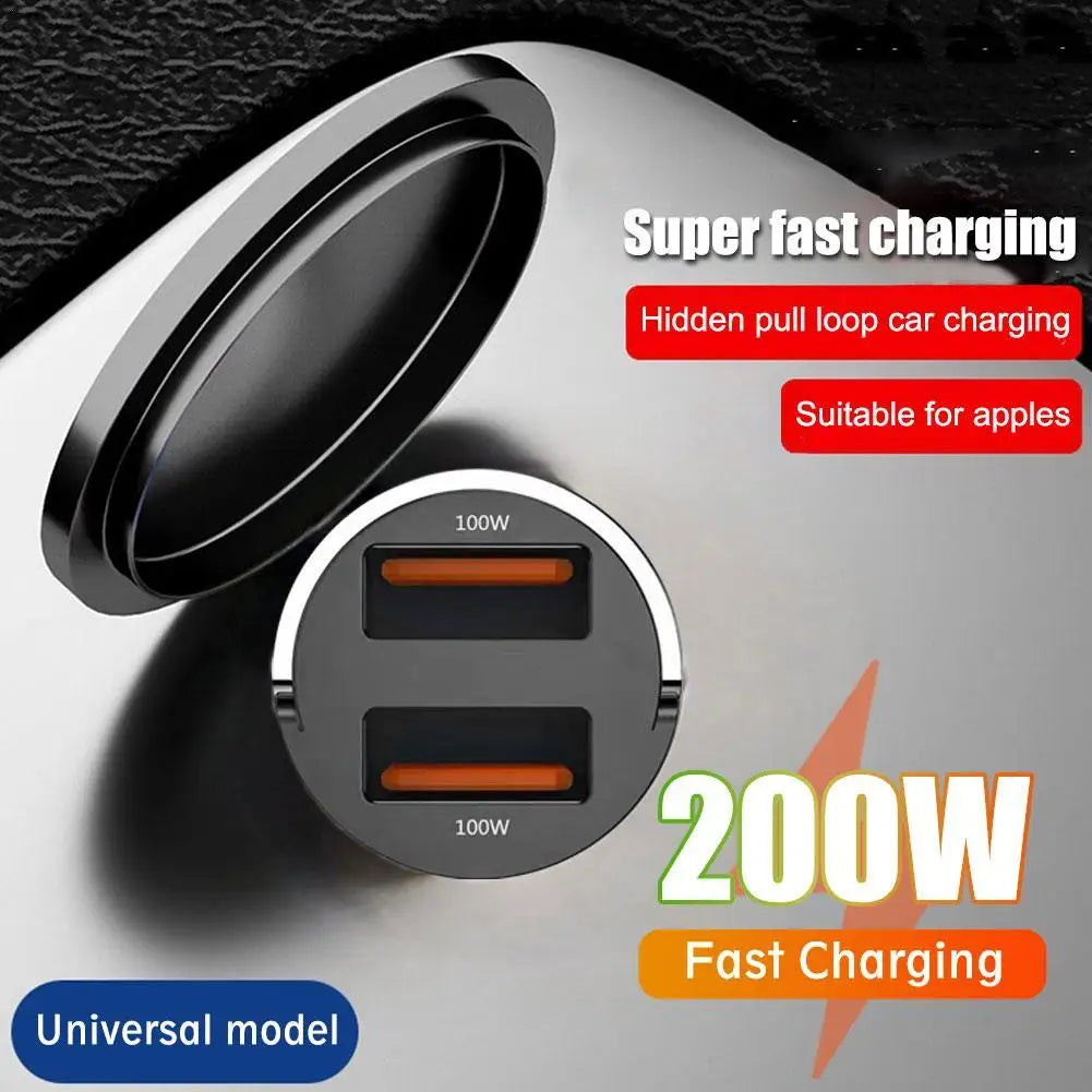 100/200w Car Charger Lighter PD Fast Charging For IPhone QC3.0 Mini USB Type C Mini Car Phone Charger For Samsung