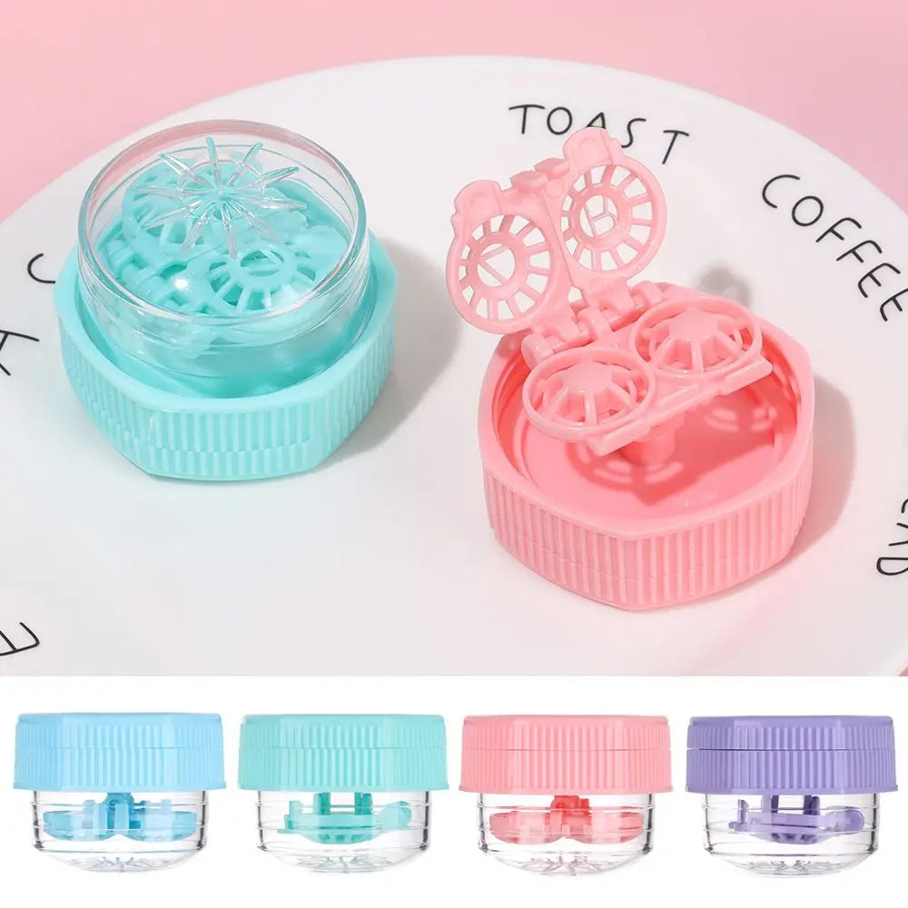 1PC Contact Lens Cleaner Case Portable Manually Rotatable Contact Lens Case Plastic Container Storage Holder Eyewear Accessories